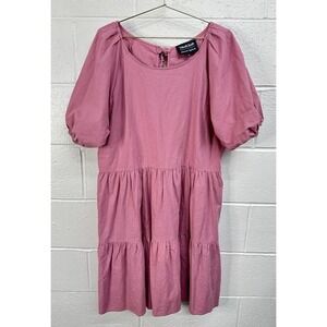 Modcloth for Princess Highway Pink Tiered Linen Cotton Babydoll Dress Sz 12